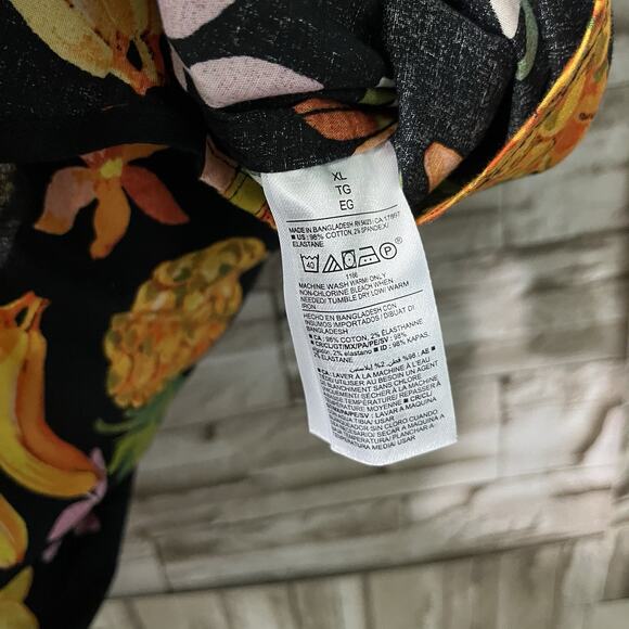 2022 Old Navy Mens Hawaiian Fruit Collared Button XL Short Sleeve Shirt Multicol - Picture 4 of 7